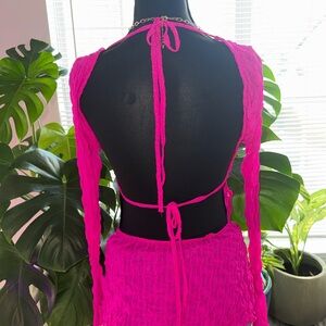 Vibrant Pink Open Back Dress